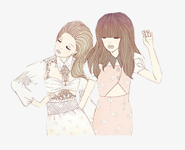 卡通手绘闺蜜