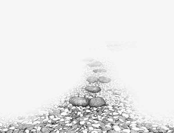 高清摄影黑白石子路