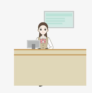 职业女性超市售货员png卡通版买东西的男子png超市收银台png收银员