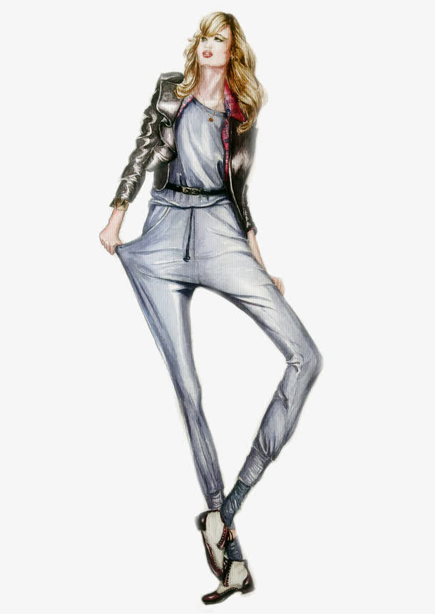 手绘女强人手稿