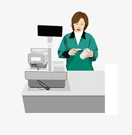 png矢量卡通手绘餐厅收银员pngpng矢量职业女性收银员pngpng商店购物