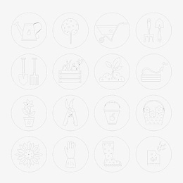 园艺工具线条图标图片