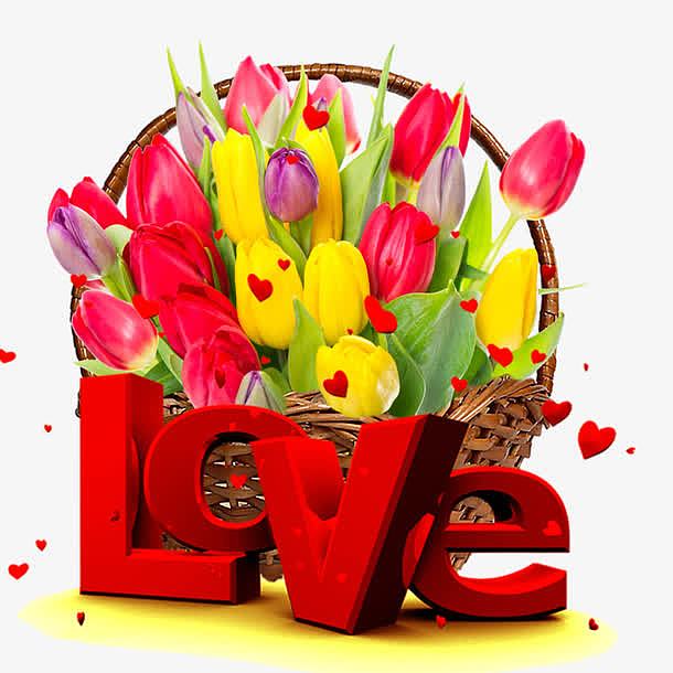 LOVE花朵艺术字素材