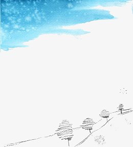 蓝色天空水彩插画