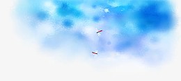 手绘水彩画天空中的蜻蜓
