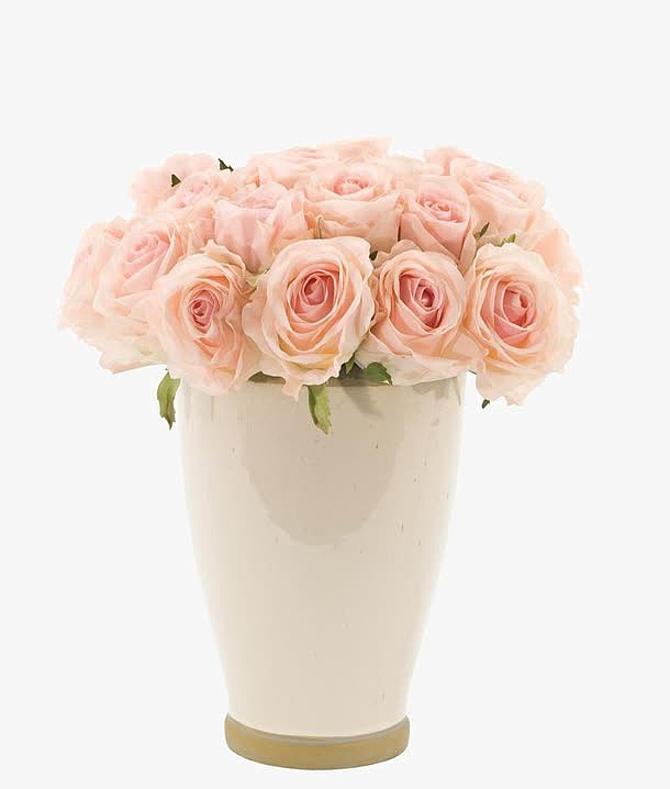 粉色玫瑰白色花瓶插花软装装饰