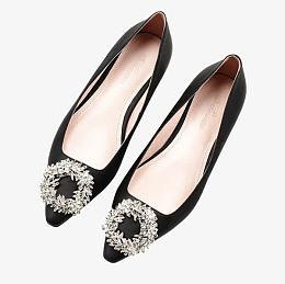 尖头水钻平底鞋