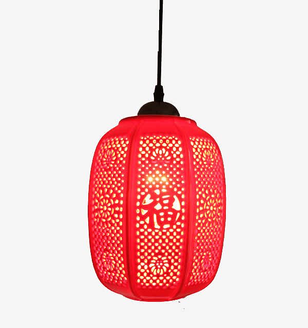 中式陶瓷中国红灯笼吊灯