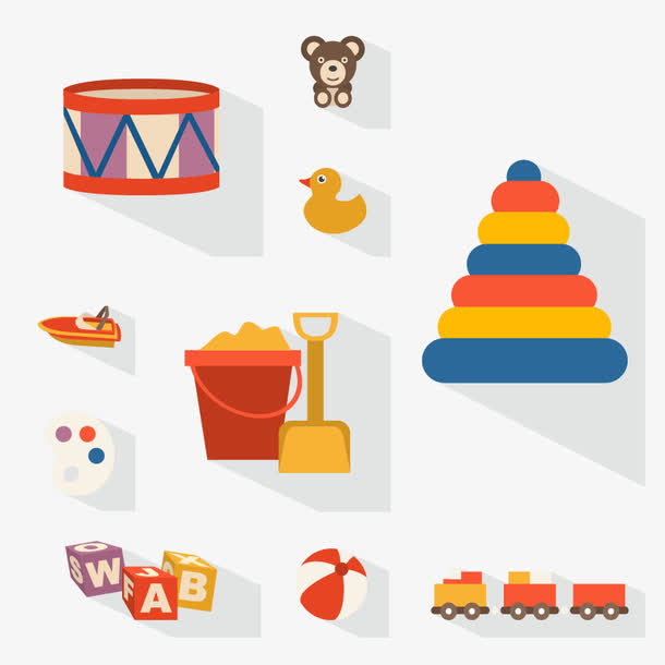 10款扁平化玩具图标矢量素材