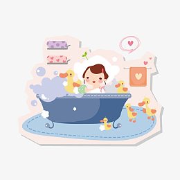 泡澡小女孩