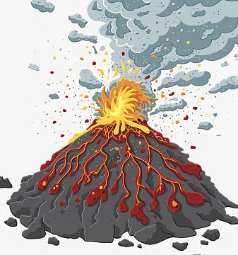 火山岩浆爆发插画png火山爆发png卡通手绘火山岩png火山岩浆png岩浆