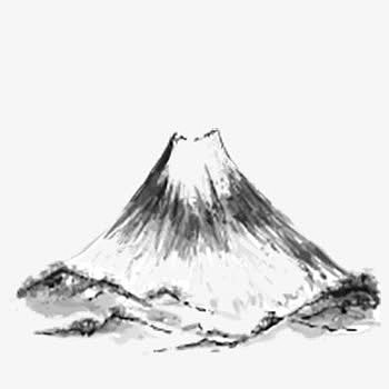 火山水墨画矢量