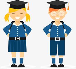矢量戴学士帽的学生