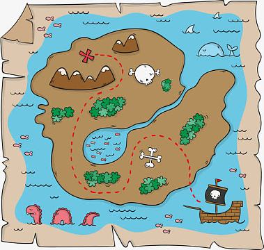 手绘破旧的藏宝图