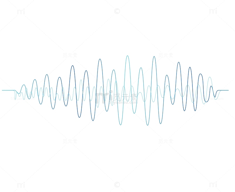矢量浅蓝色声波曲线PNG图片