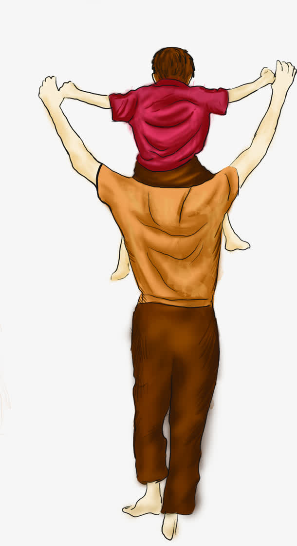 高清卡通摄影父亲节父子背影