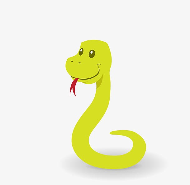 矢量绿色吐舌头可爱卡通小蛇
