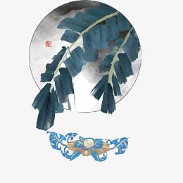水墨芭蕉叶装饰画