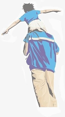 高清摄影手绘卡通父亲节背影