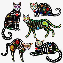 黑色戏曲脸谱猫咪