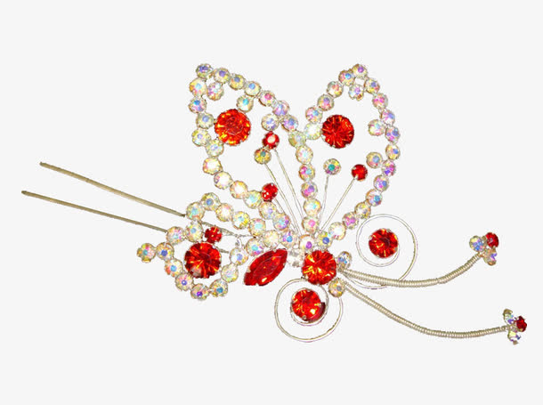 红色蝴蝶簪子素材免费下载_觅元素