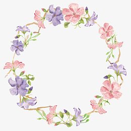小清新手绘花朵花环