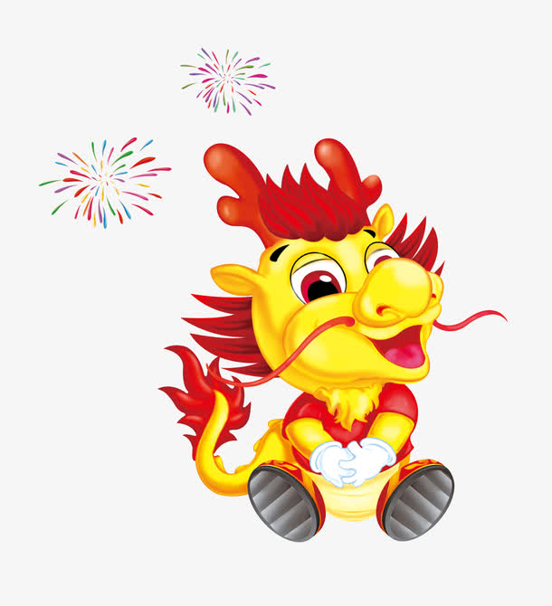 焰火与卡通中国龙