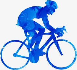 蓝色自行车赛车手剪影