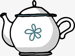 清新饮茶时间插画茶具