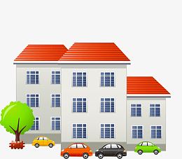 卡通橙色建筑房屋