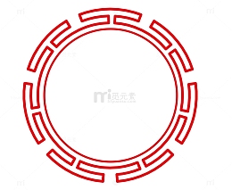 矢量中国红圆形边框PNG图片