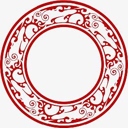 红色圆形中国风边框纹理