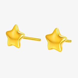 物语系列许愿星3D硬金足金耳钉