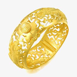 周生生黄金手镯足金通花龙凤婚嫁