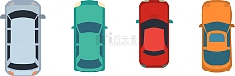 可爱彩色小汽车俯视矢量图