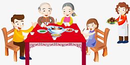 卡通一家人团圆饭免抠素材