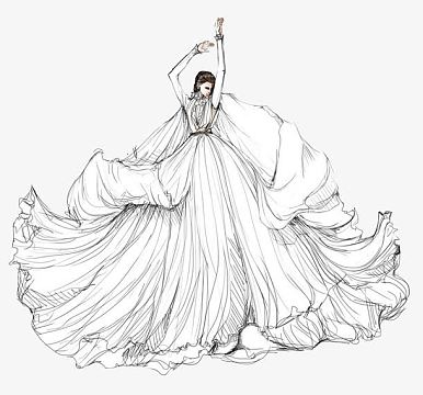 手绘礼服婚纱模特插画