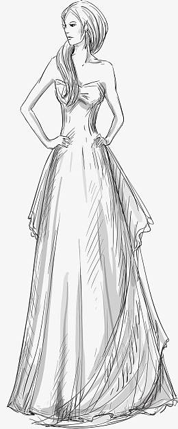 手绘线描模特