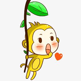 卡通小猴子树藤装饰图案