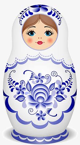 矢量手绘俄罗斯套娃