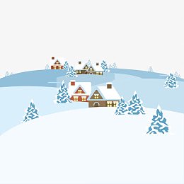 房屋村庄冬天矢量雪域素材