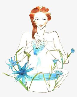 美女洗澡后洗脸图片素材