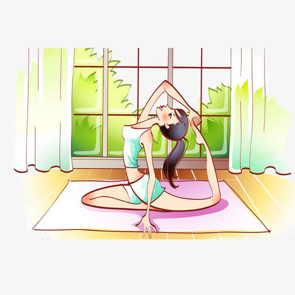 运动瑜伽卡通美女3素材免费下载