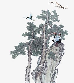 水墨绿树