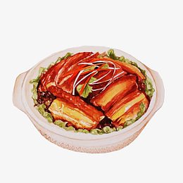 扣肉手绘画素材图片