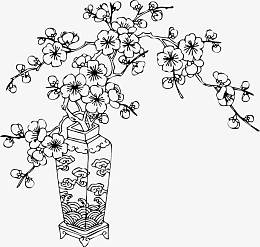 线描梅花