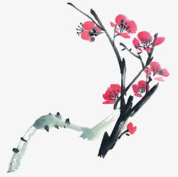 一支中国风水墨梅花