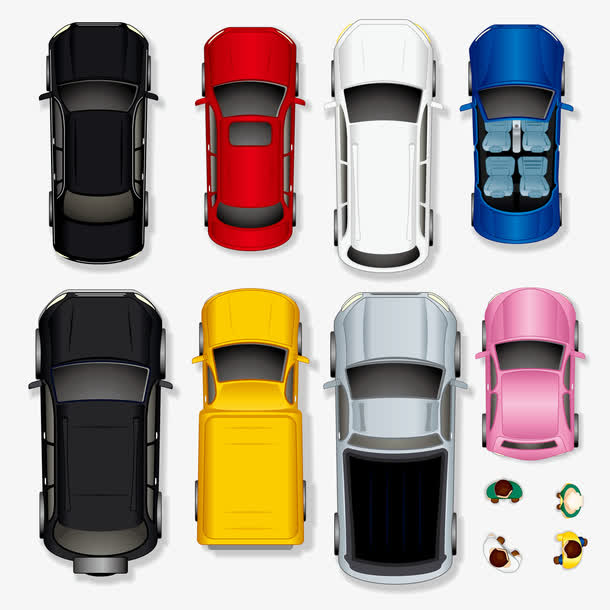 矢量卡通俯视蓝色汽车免抠素材免费下载_觅元素51yuansu.com