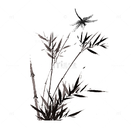 竹子蜻蜓水墨画