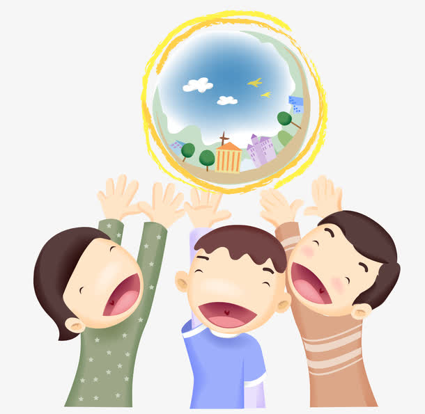 卡通一家三口拥护一个家园免抠素材免费下载_觅元素51yuansu.com